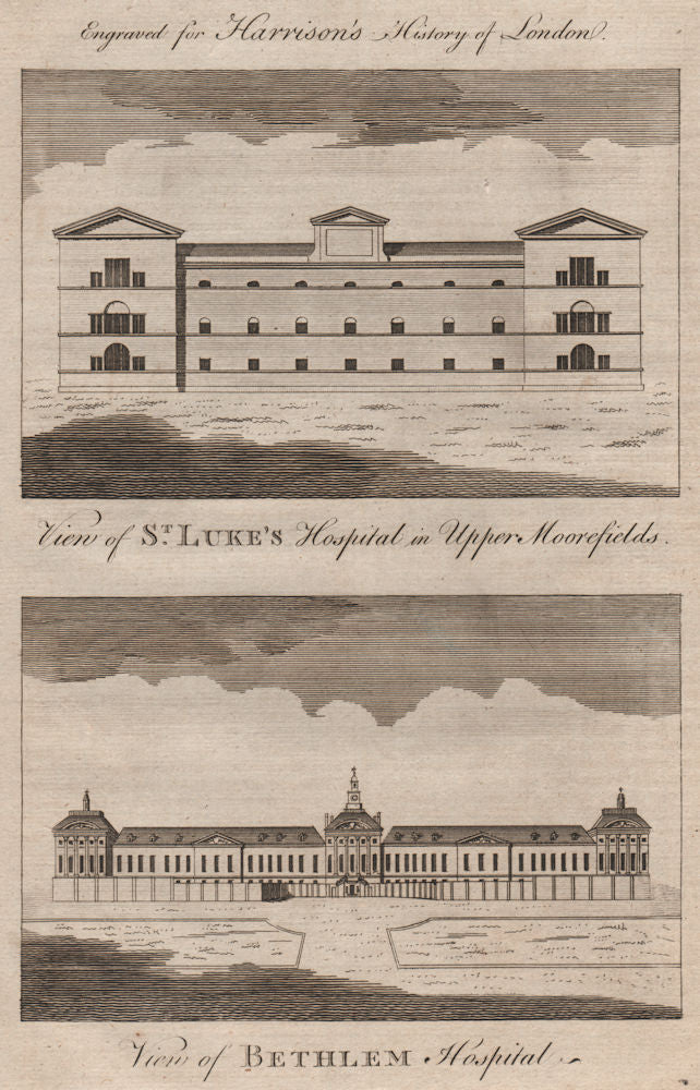 LONDON LUNATIC/MENTAL ASYLUMS St Luke's Moorfields. Bethlem Hospital/Bedlam 1775